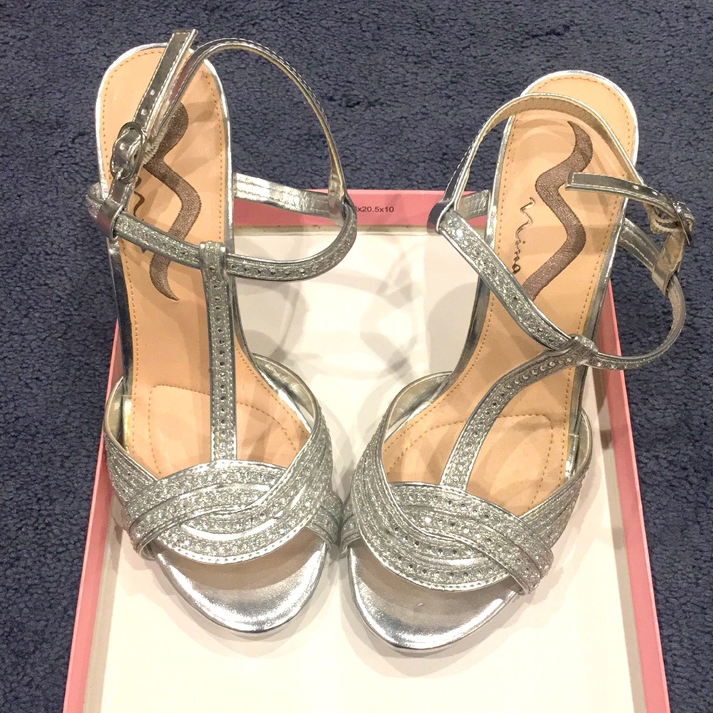 Nina Silver Glittery Dress Heels